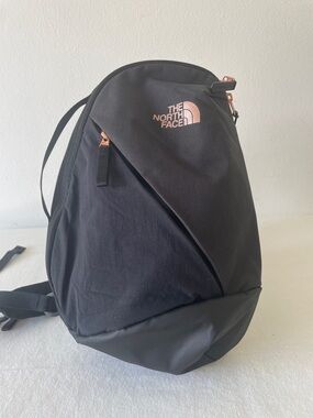 The North Face Black Backpack with Rose Gold Logo & Hardware